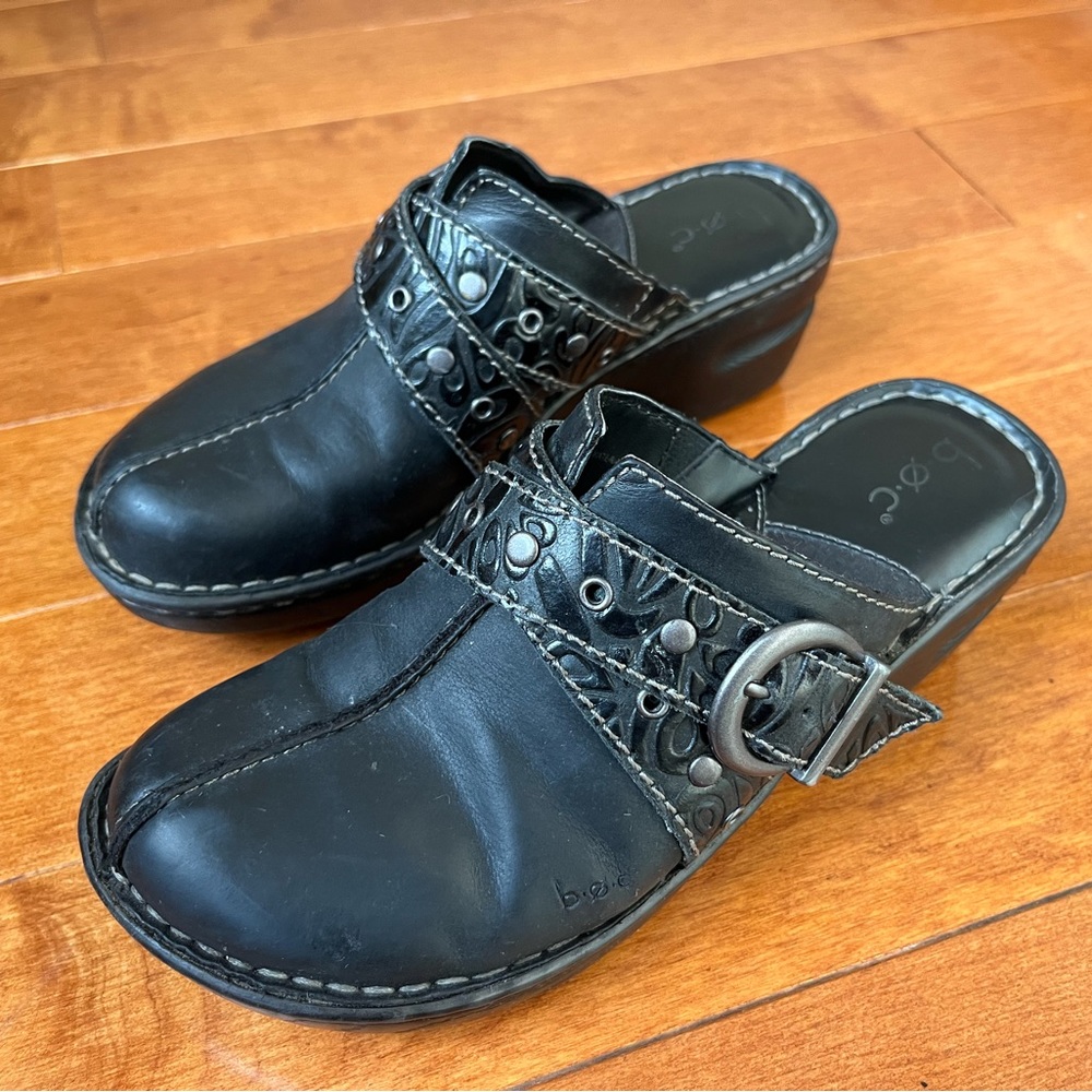 BOC Born Black Leather Clogs Size 7M - Picture 2 of 11